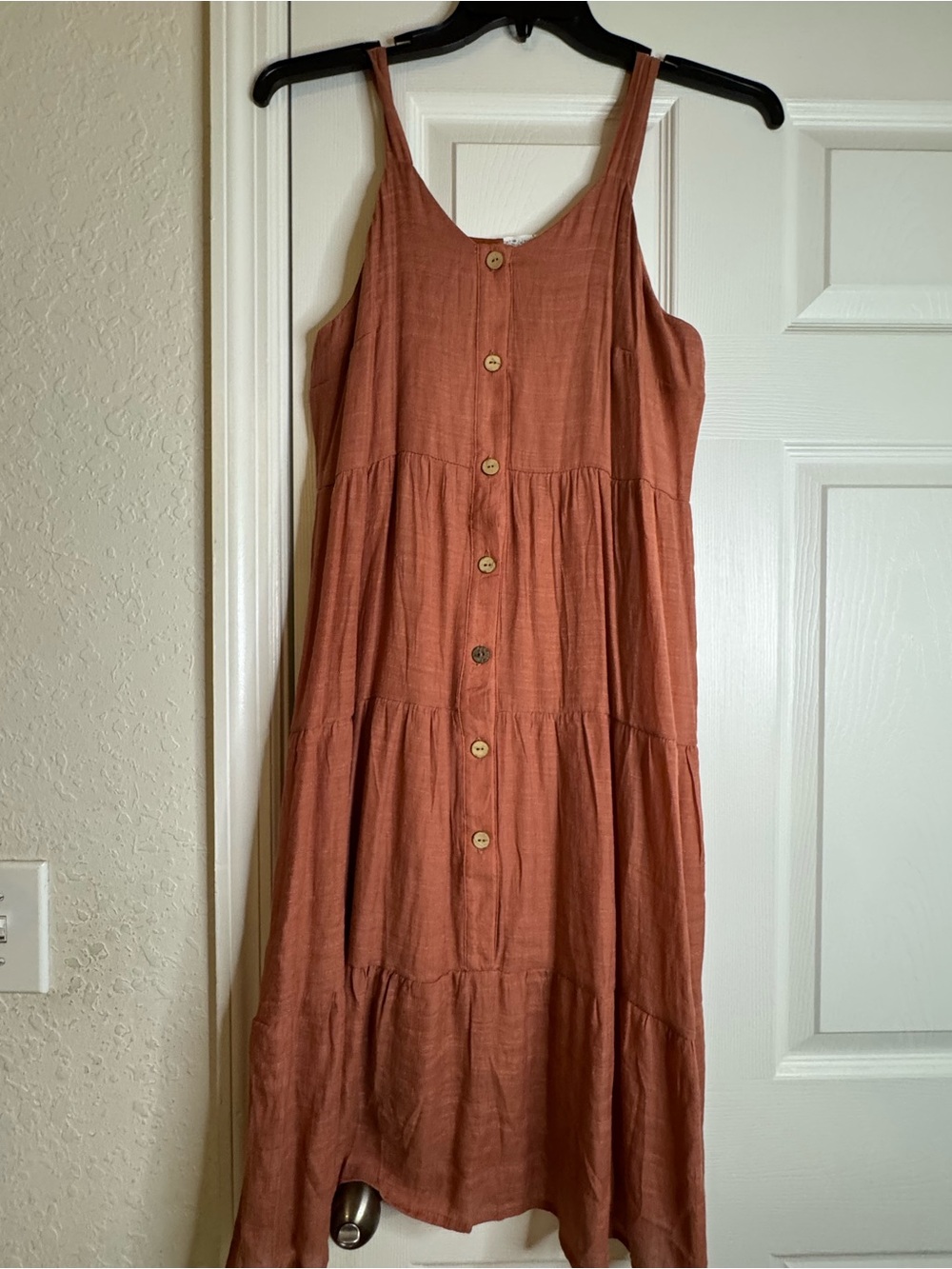 NAIF Rust Button-Front Midi Dress - Picture 4 of 4
